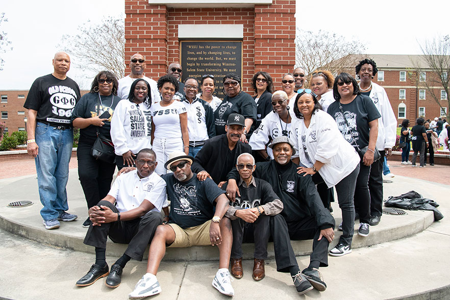 Group photo at WSSU's clocktower