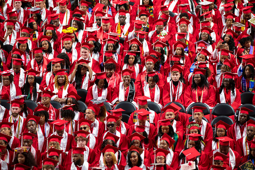 Overview from the stage of the red regalia