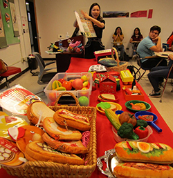 a table full of foods