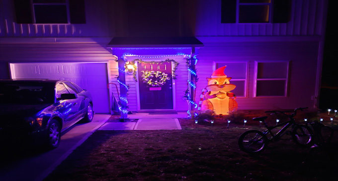 house decorated for Christmas